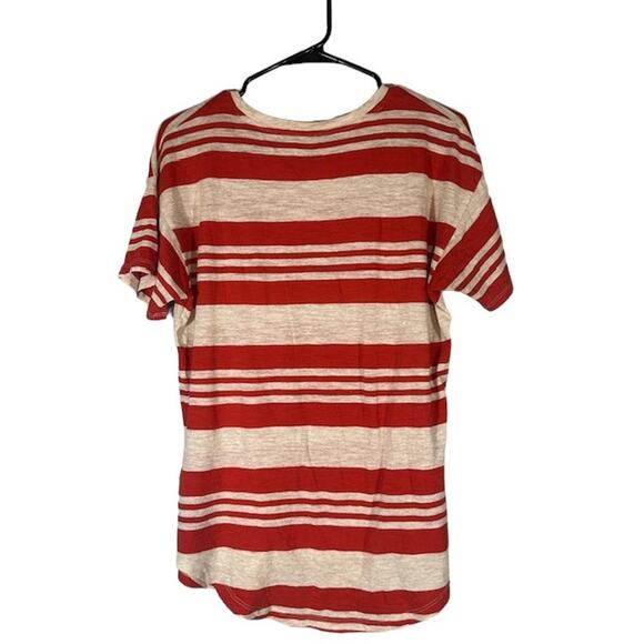Madewell Red & White Striped Cotton Short Sleeve Scoop Neck Women Sz M - Picture 2 of 8